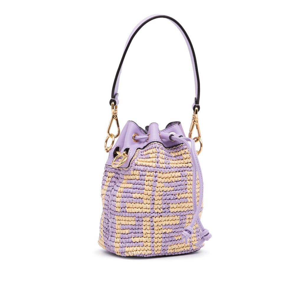 Mini Raffia Zucca Mon Tresor Bucket Bag Purple - Gaby Paris