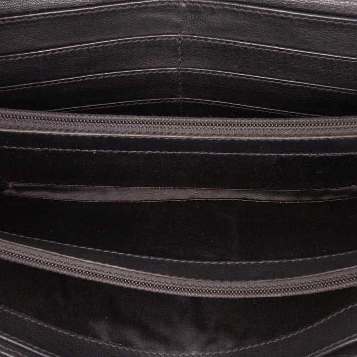 Quilted Patent Brilliant East West Wallet On Chain Black - Gaby Paris