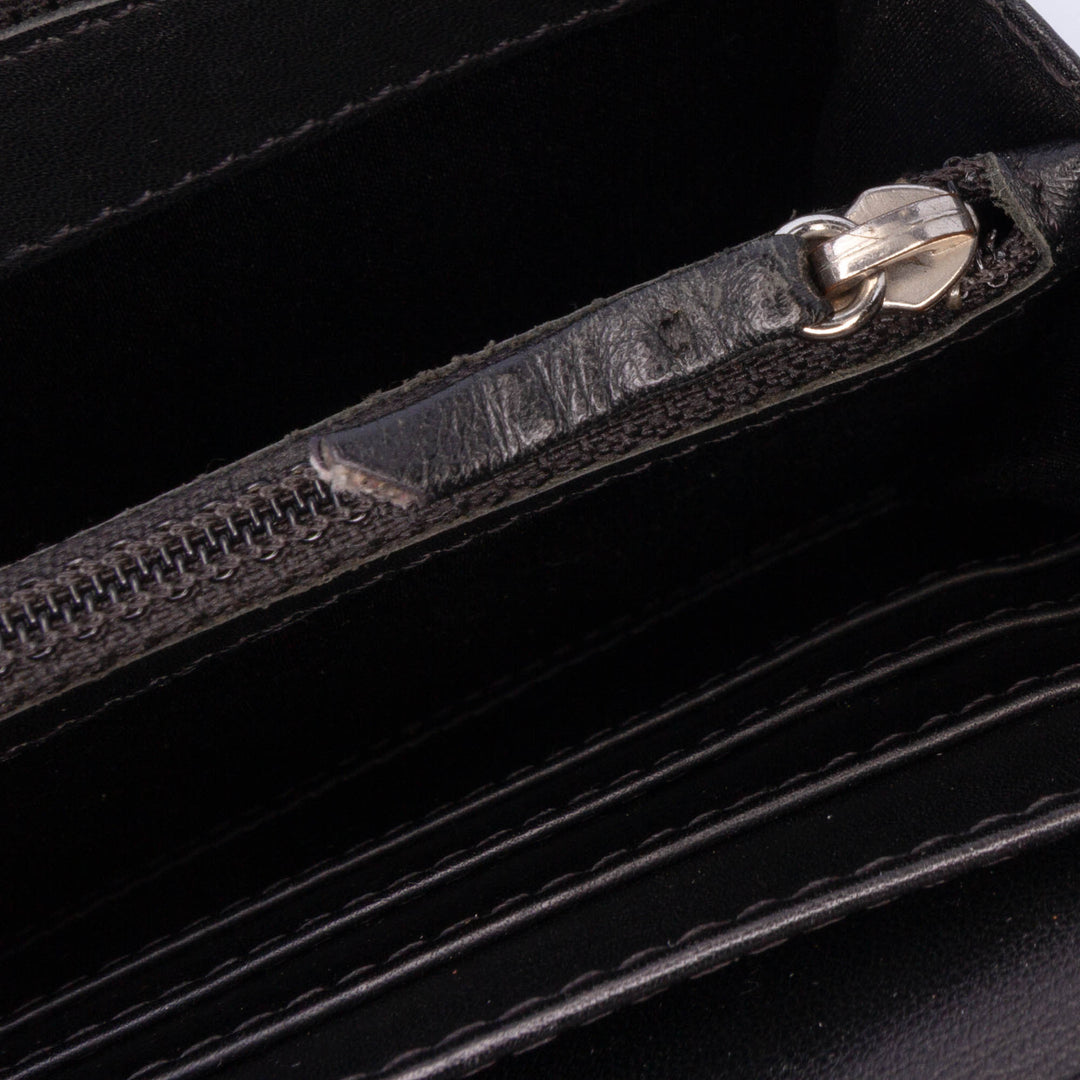 Quilted Patent Brilliant East West Wallet On Chain Black - Gaby Paris