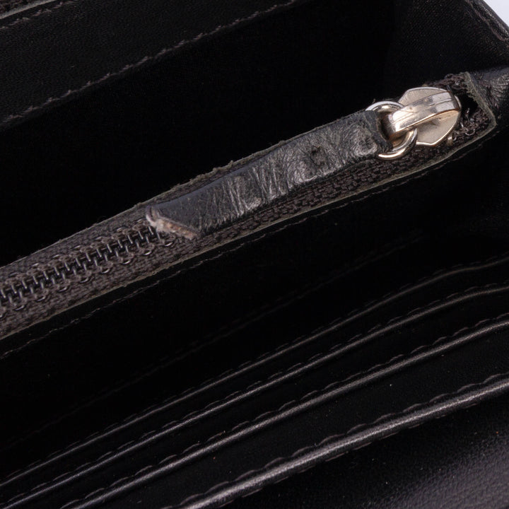 Quilted Patent Brilliant East West Wallet On Chain Black - Gaby Paris