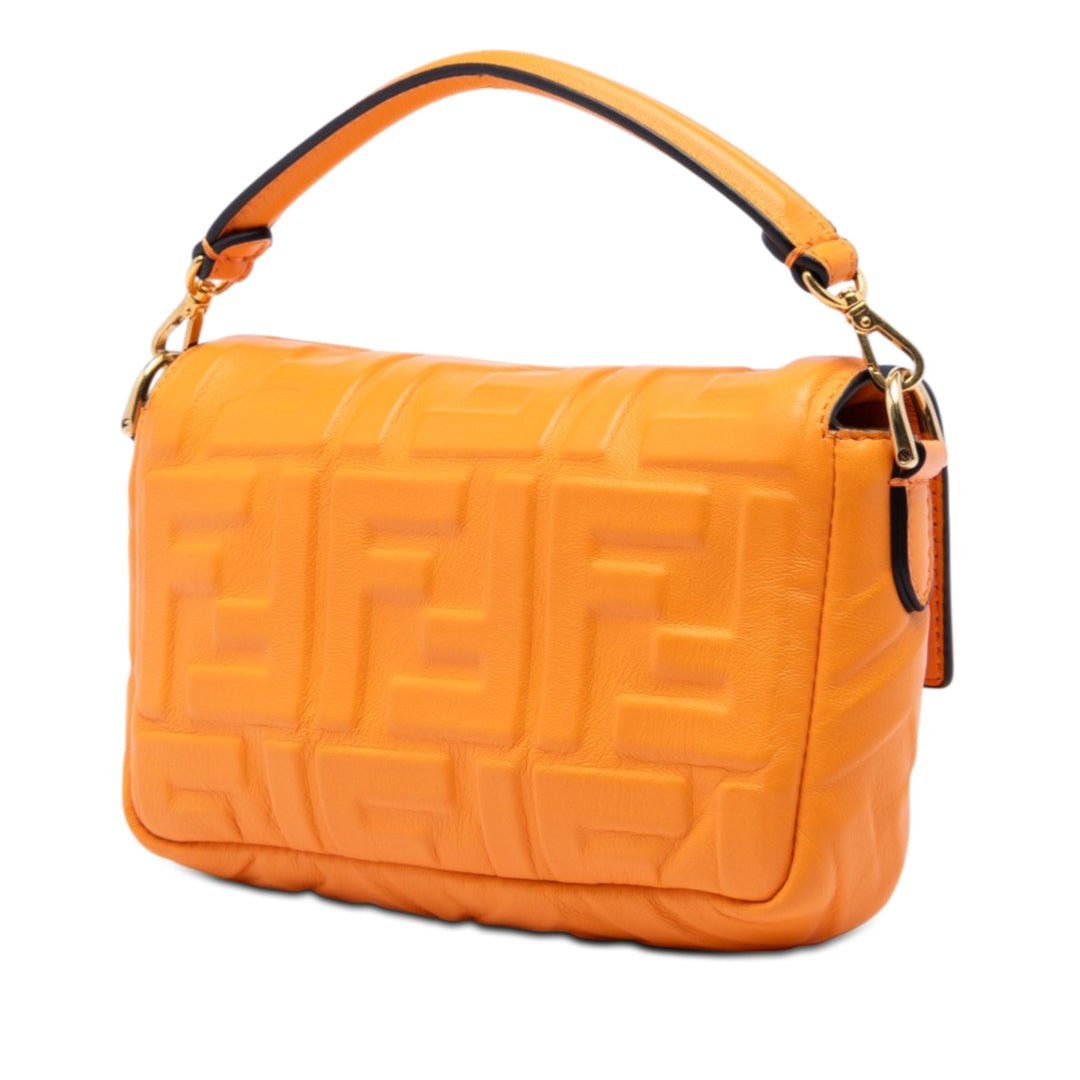 Fendi Zucca embossé Baguette Sac Mini Cuir