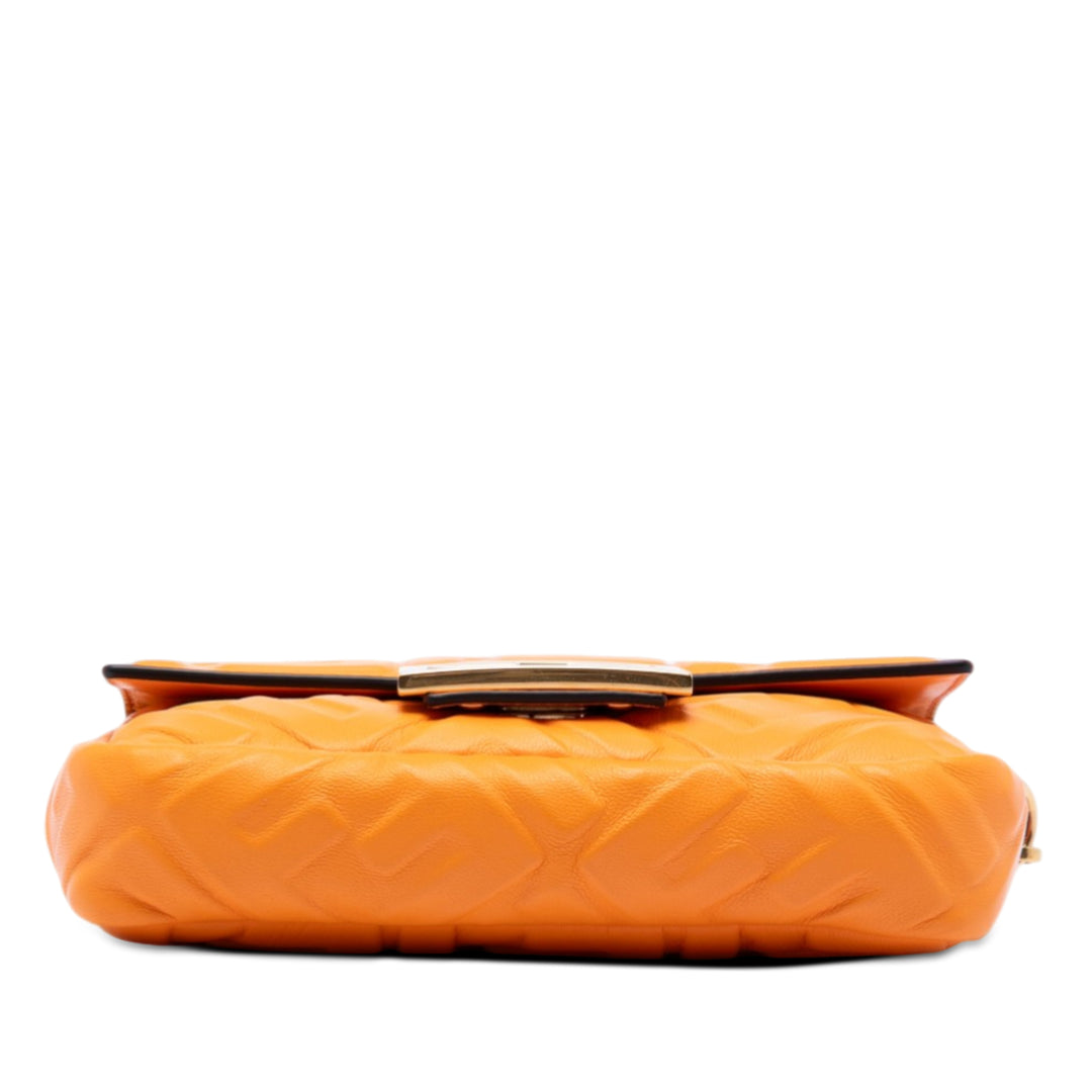 Fendi Zucca embossé Baguette Sac Mini Cuir