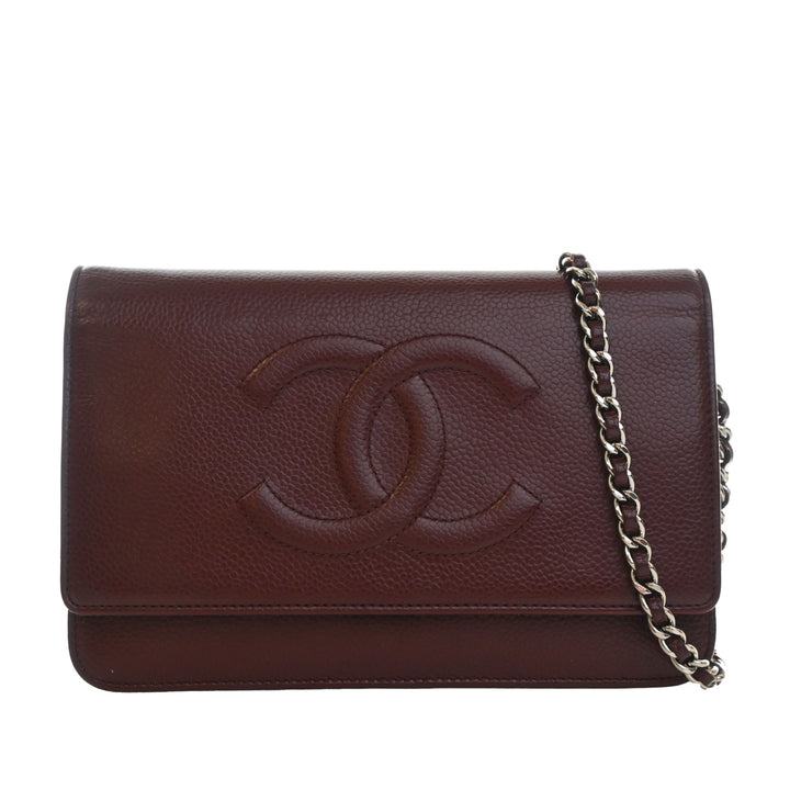 CC Wallet on Chain Cuir caviar Rouge