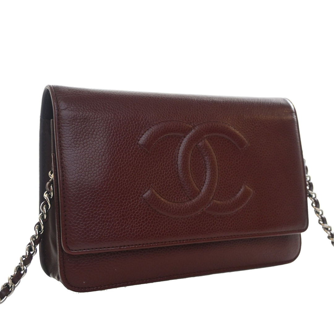 CC Wallet on Chain Cuir caviar Rouge