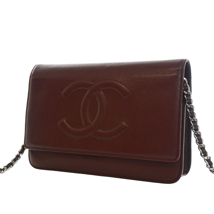 CC Wallet on Chain Cuir caviar Rouge