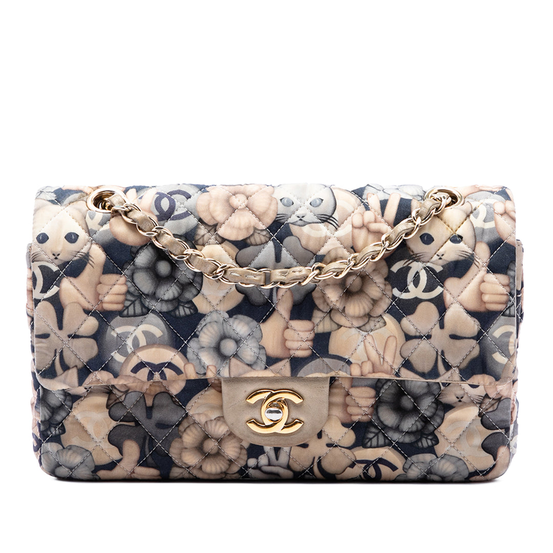 Chanel Sac porté épaule Classic Cat Emoticon Double rabat Moyen Bleu – vue principale – GABY PARIS