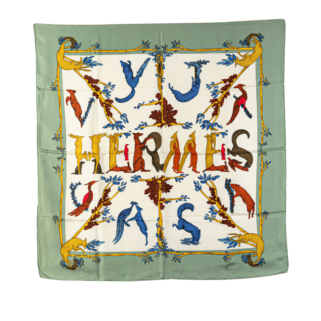 Alphabet III Silk Scarf White - Gaby Paris