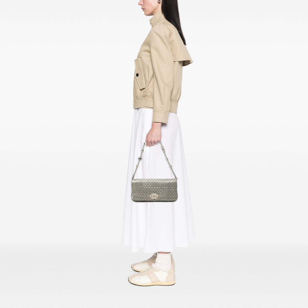 Miu Miu Sac à main Matelasse Métallisé Cristal Chaîne nappa Argenté – vue 7 – GABY PARIS