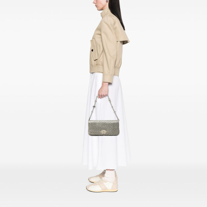 Miu Miu Sac à main Matelasse Métallisé Cristal Chaîne nappa Argenté – vue 7 – GABY PARIS