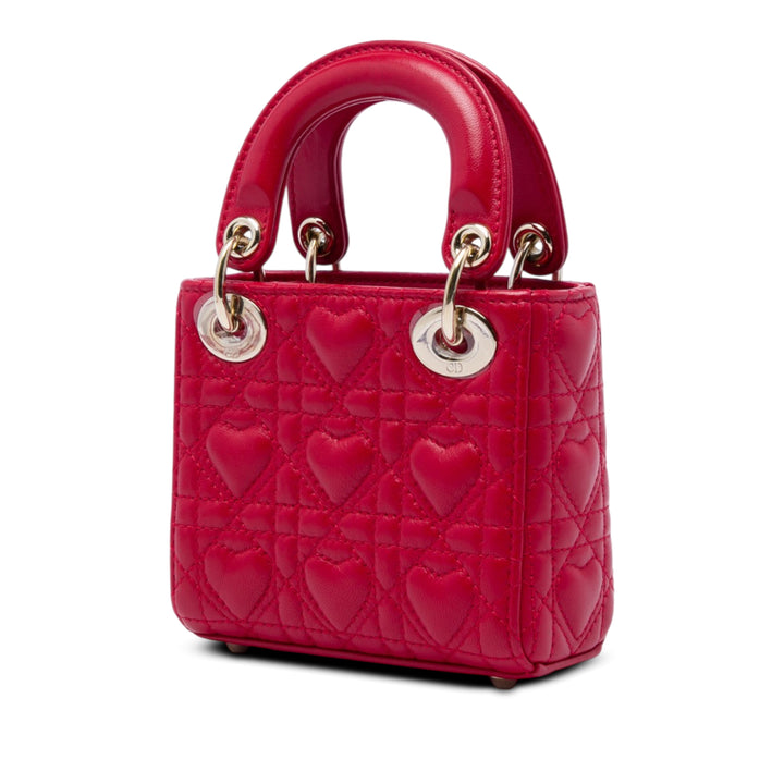 Lady Dior DiorAmour Cannage Micro Cuir d'agneau Rouge