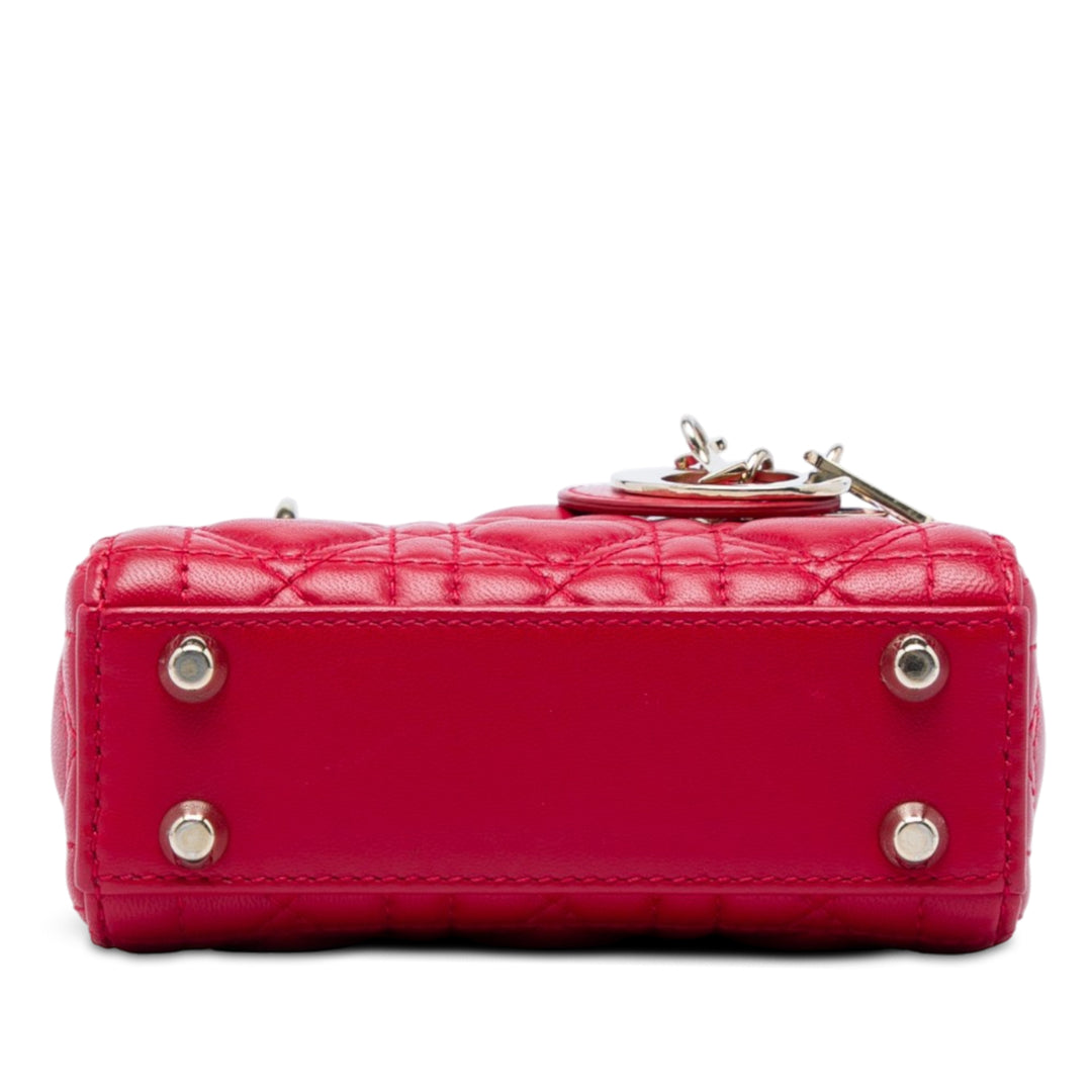 Lady Dior DiorAmour Cannage Micro Cuir d'agneau Rouge