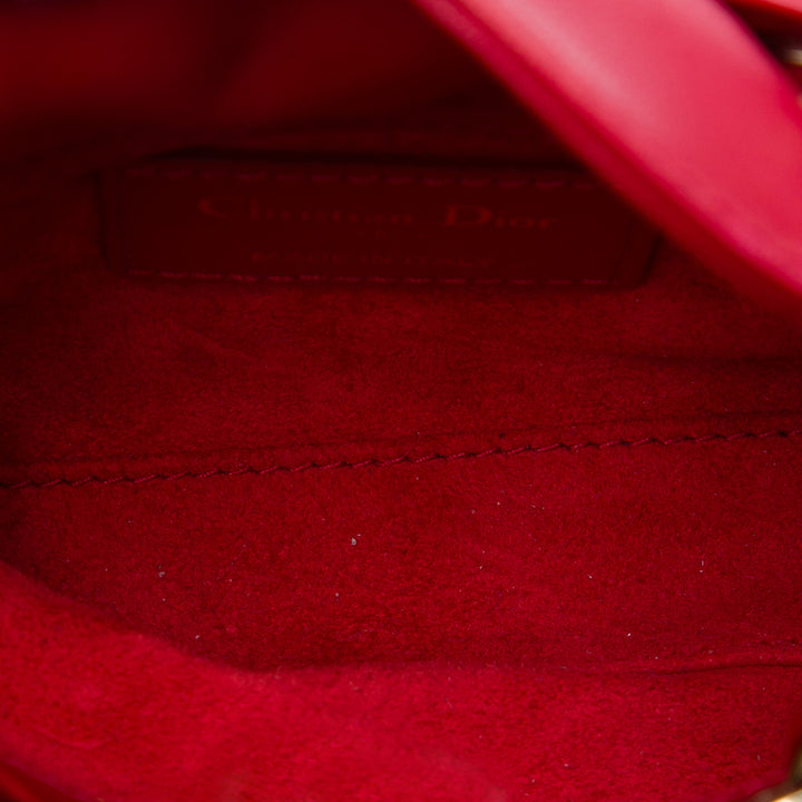 Lady Dior DiorAmour Cannage Micro Cuir d'agneau Rouge