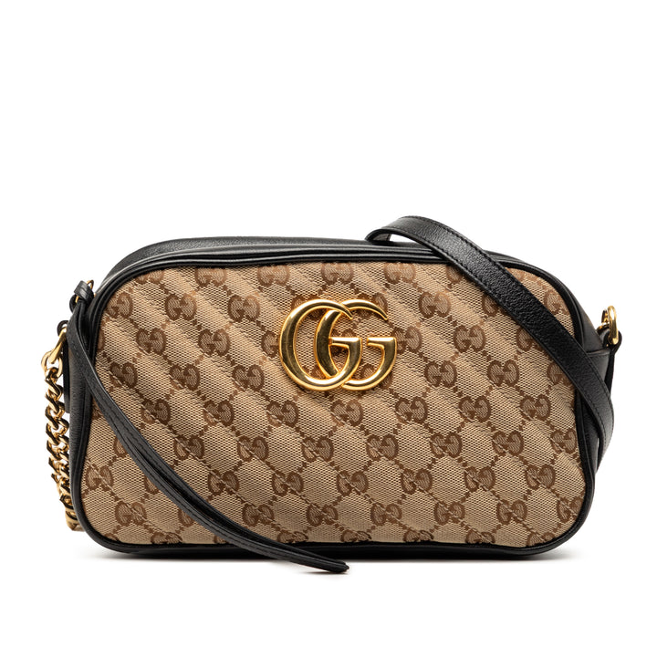 Gucci Small GG Marmont Matelasse GG Toile et Cuir Sac porté croisé