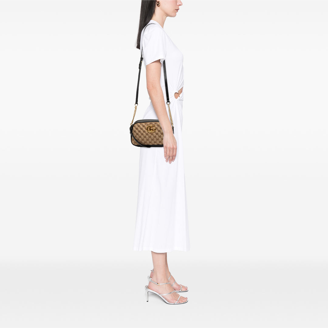 Gucci Small GG Marmont Matelasse GG Toile et Cuir Sac porté croisé