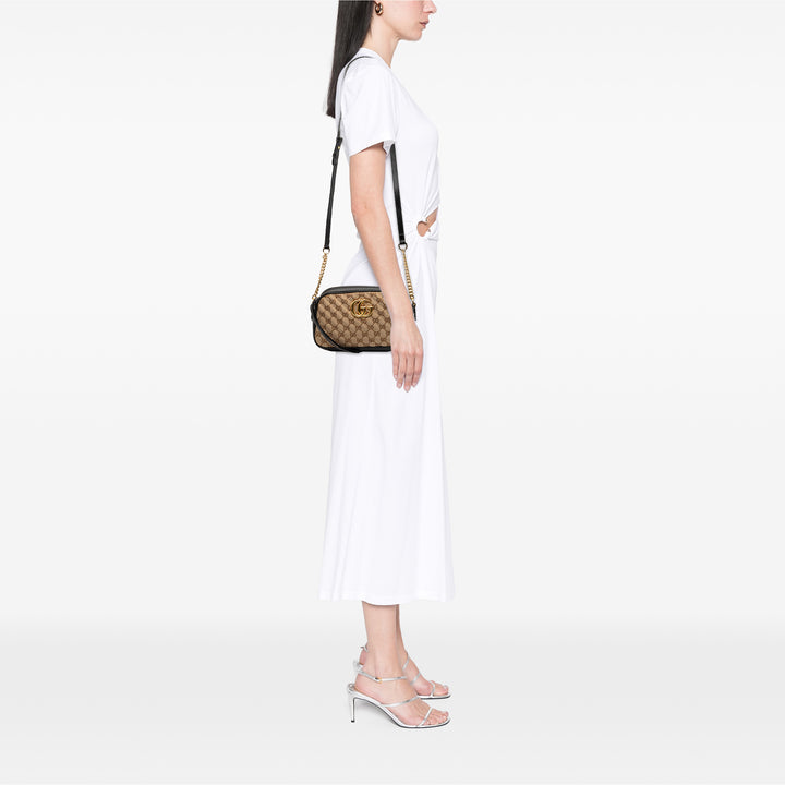 Gucci Small GG Marmont Matelasse GG Toile et Cuir Sac porté croisé