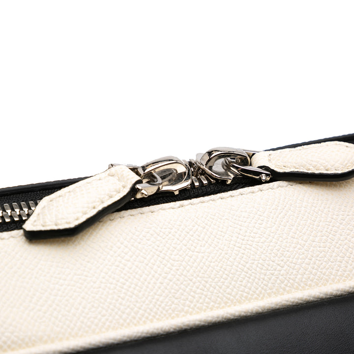 Bicolor Grained Calfskin Lucrezia Briefcase White - Gaby Paris