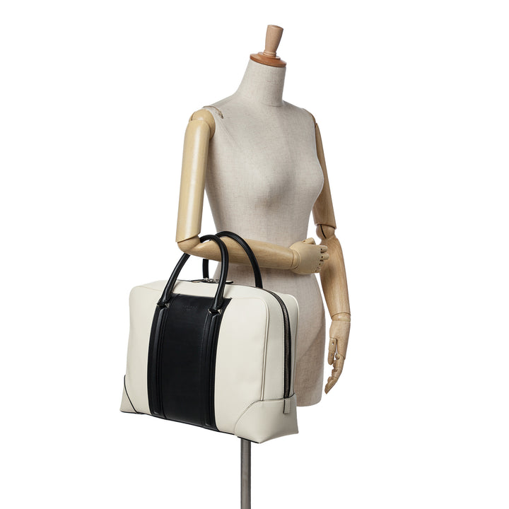 Bicolor Grained Calfskin Lucrezia Briefcase White - Gaby Paris