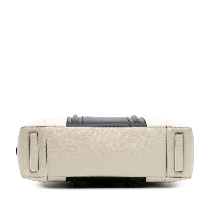 Bicolor Grained Calfskin Lucrezia Briefcase White - Gaby Paris