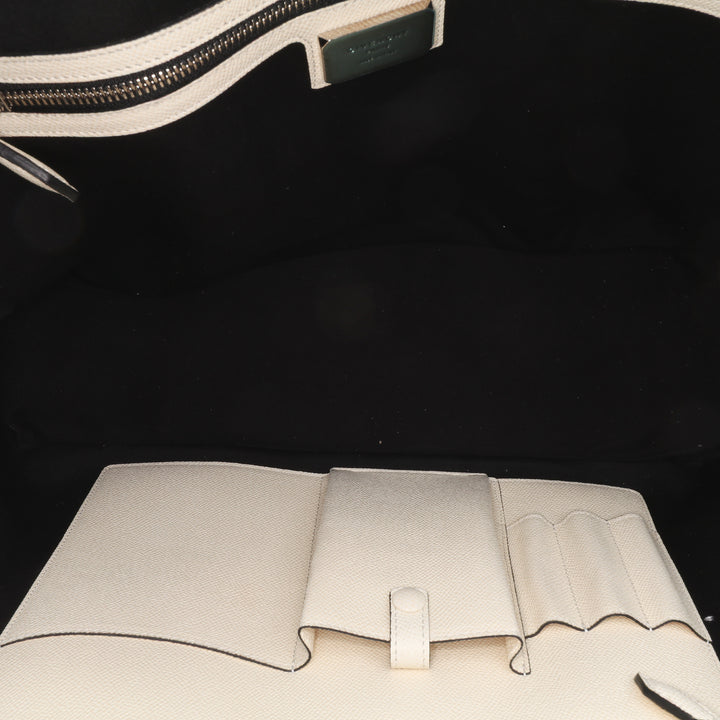 Bicolor Grained Calfskin Lucrezia Briefcase White - Gaby Paris
