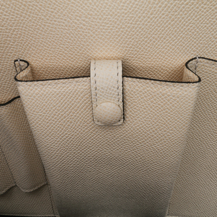 Bicolor Grained Calfskin Lucrezia Briefcase White - Gaby Paris