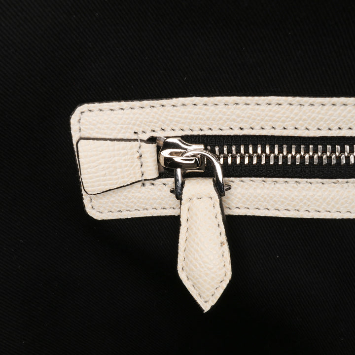 Bicolor Grained Calfskin Lucrezia Briefcase White - Gaby Paris