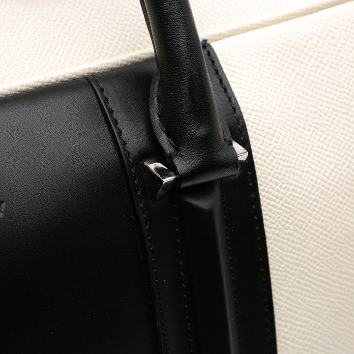 Bicolor Grained Calfskin Lucrezia Briefcase White - Gaby Paris