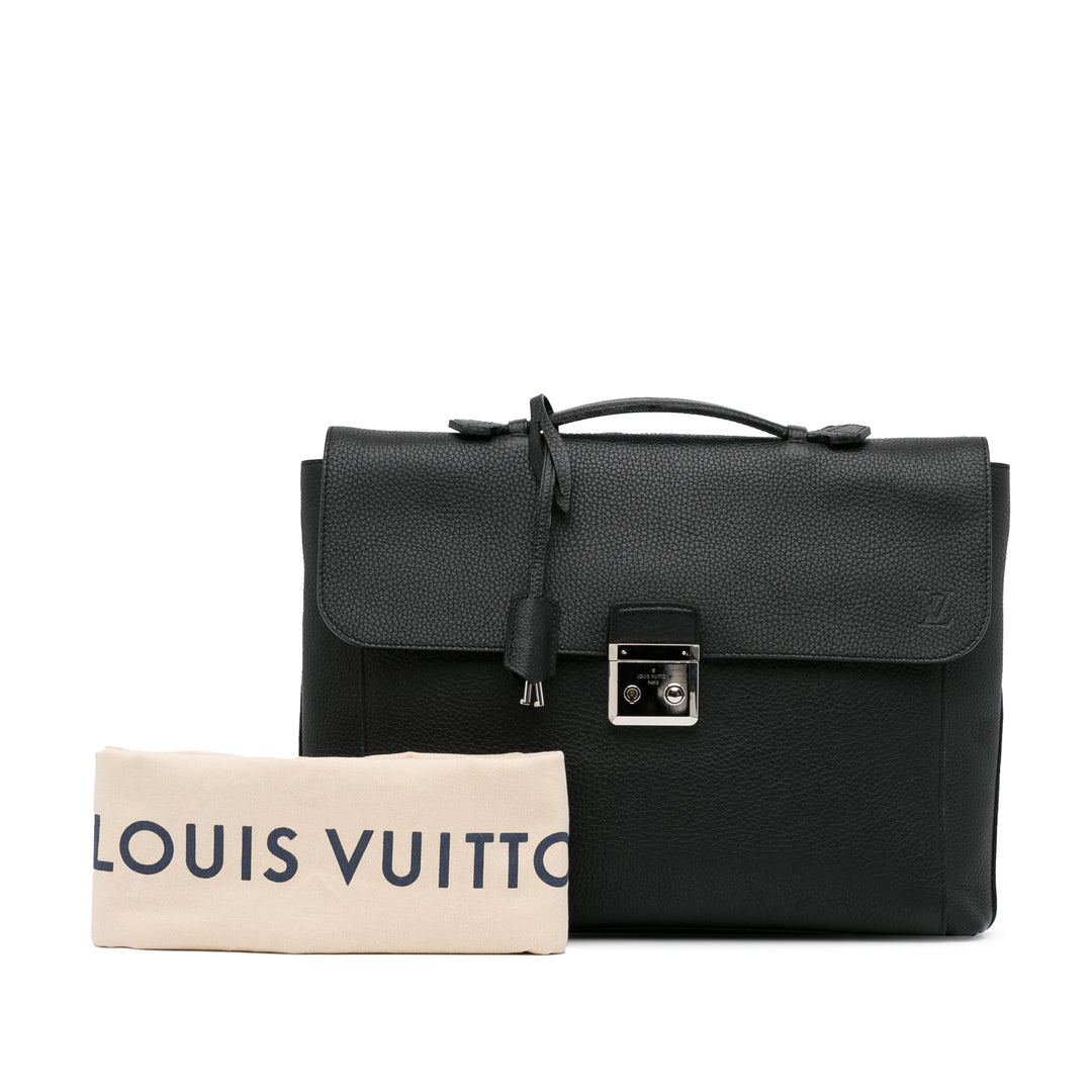 Taurillon Serviette Dorian Briefcase Black - Gaby Paris