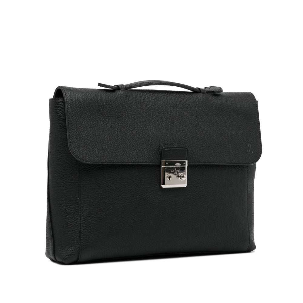 Taurillon Serviette Dorian Briefcase Black - Gaby Paris