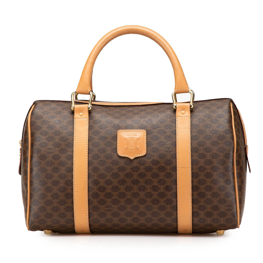 Macadam Coated Canvas Boston Bag Brown - Gaby Paris