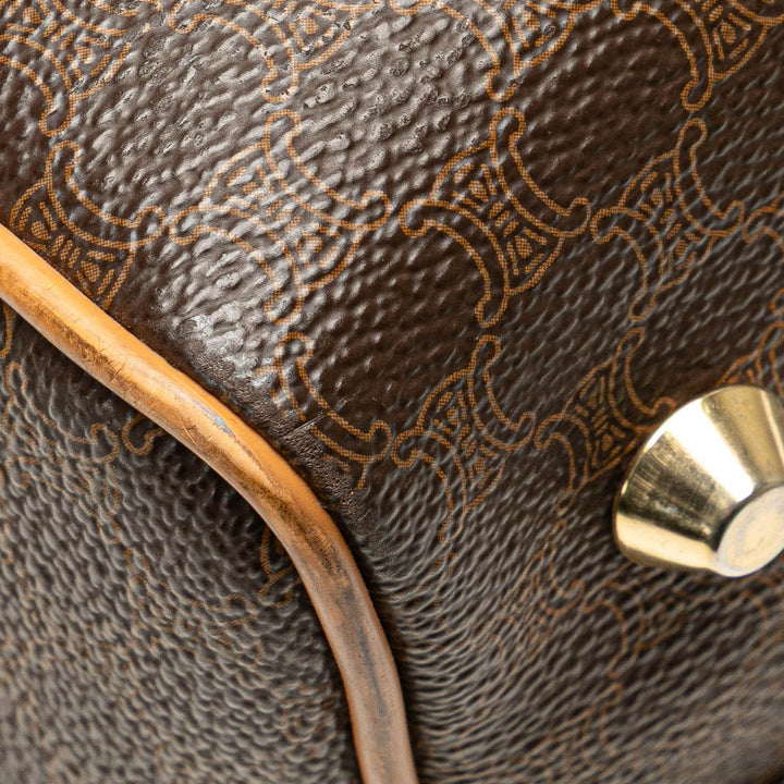 Macadam Coated Canvas Boston Bag Brown - Gaby Paris