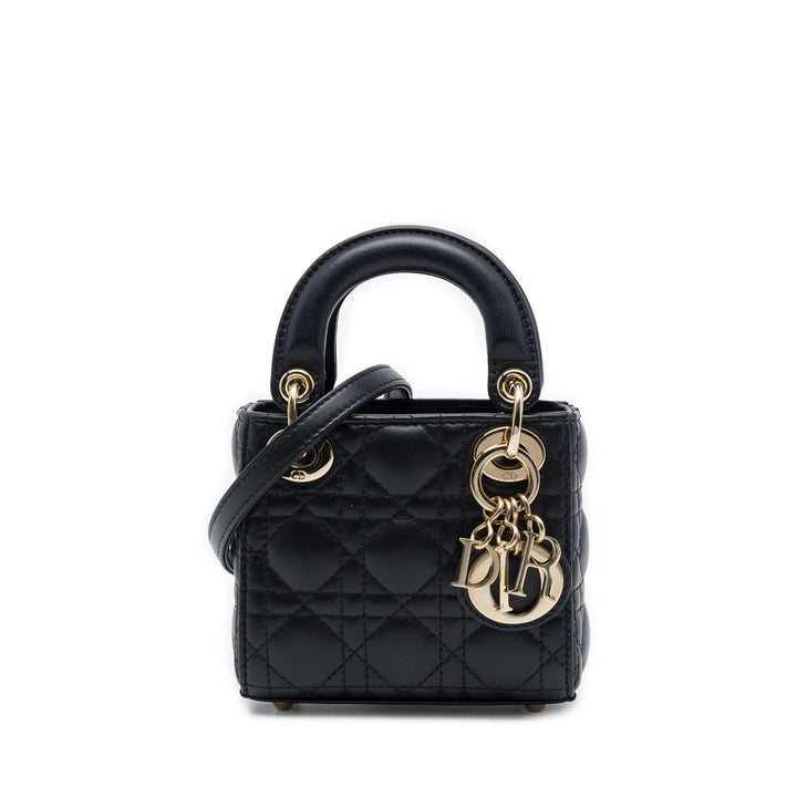 Lady Dior Cannage Micro Cuir d'agneau Noir
