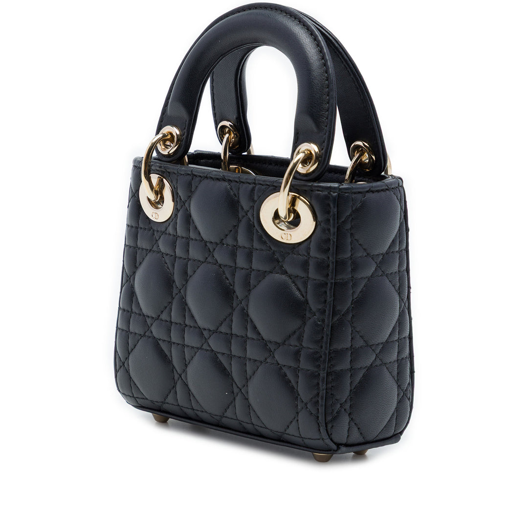 Lady Dior Cannage Micro Cuir d'agneau Noir
