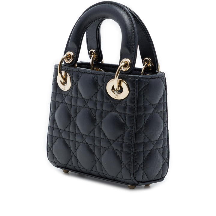 Lady Dior Cannage Micro Cuir d'agneau Noir