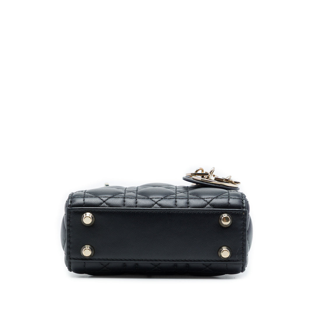 Lady Dior Cannage Micro Cuir d'agneau Noir