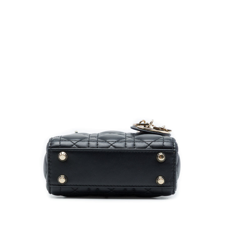 Lady Dior Cannage Micro Cuir d'agneau Noir