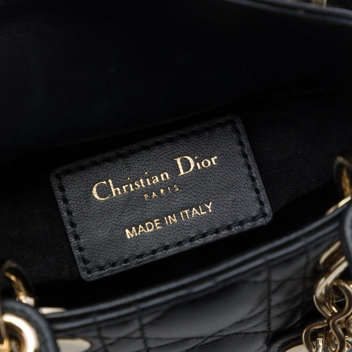 Lady Dior Cannage Micro Cuir d'agneau Noir