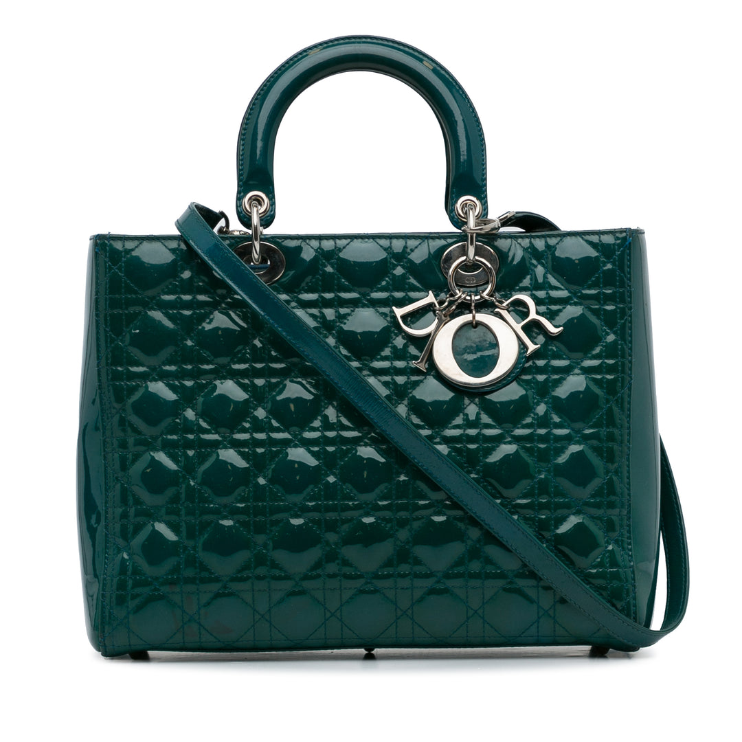 Large Patent Cannage Lady Dior Green - Gaby Paris