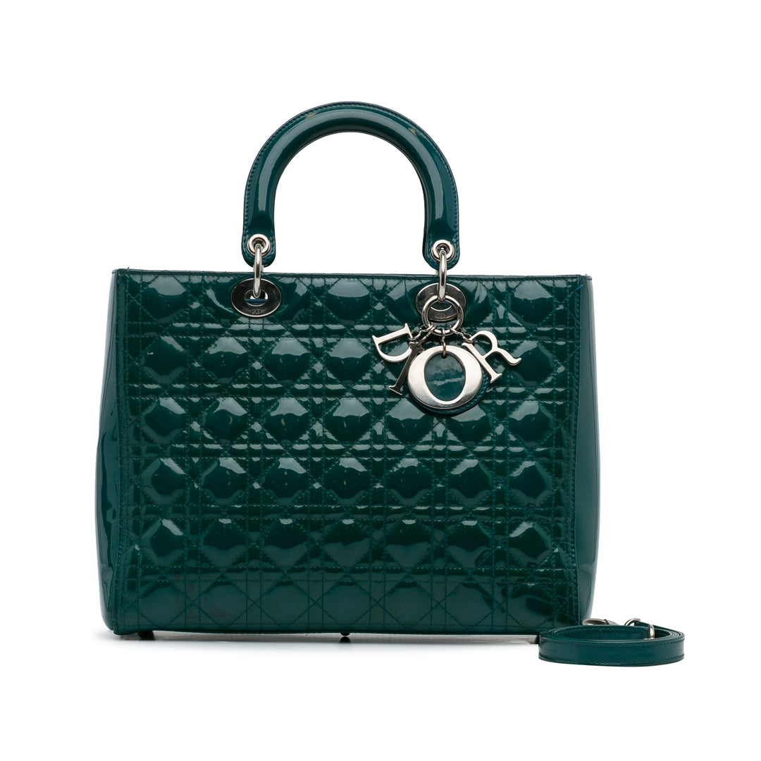 Large Patent Cannage Lady Dior Green - Gaby Paris