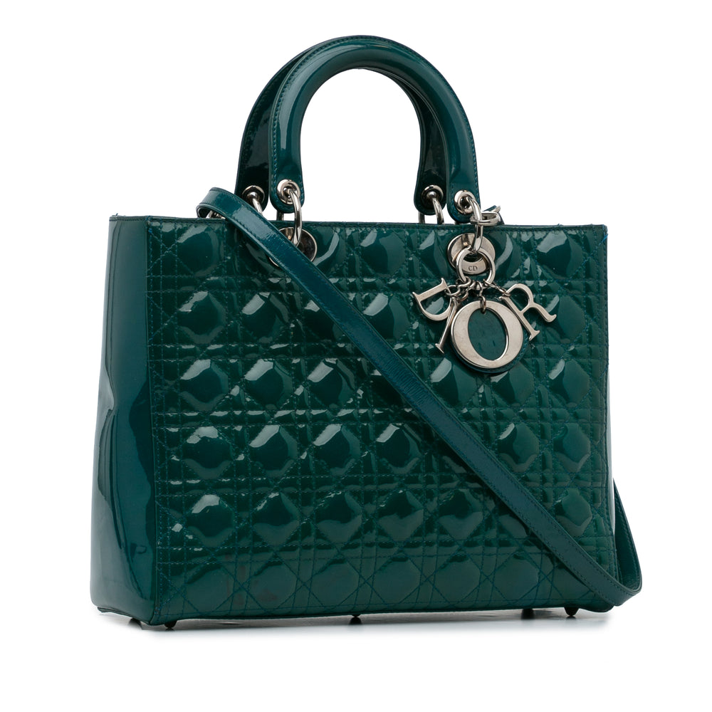 Large Patent Cannage Lady Dior Green - Gaby Paris