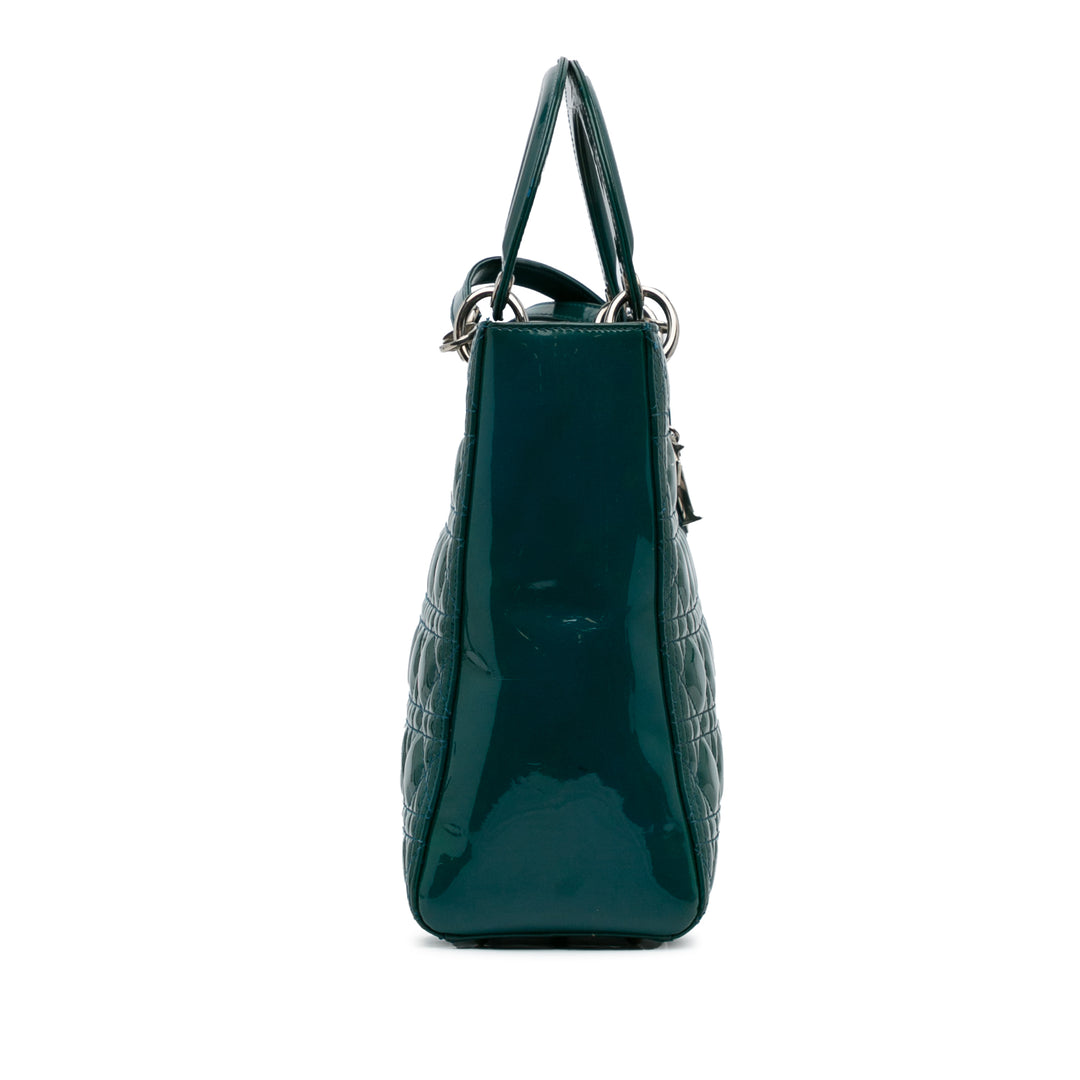 Large Patent Cannage Lady Dior Green - Gaby Paris