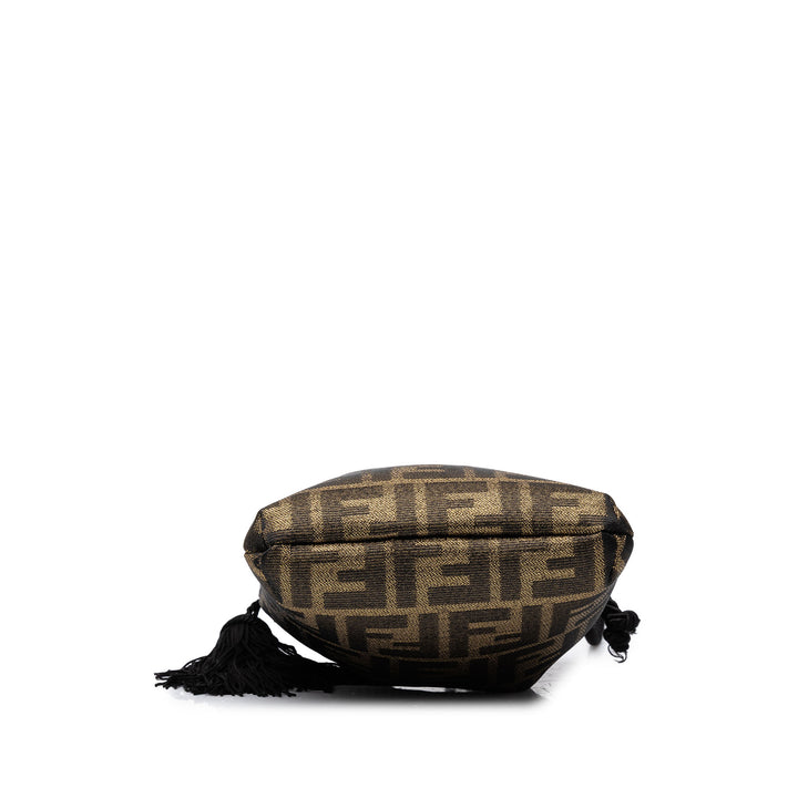 Fendi Sac bandoulière Zucca à cordon seau Marron – vue 3 – GABY PARIS