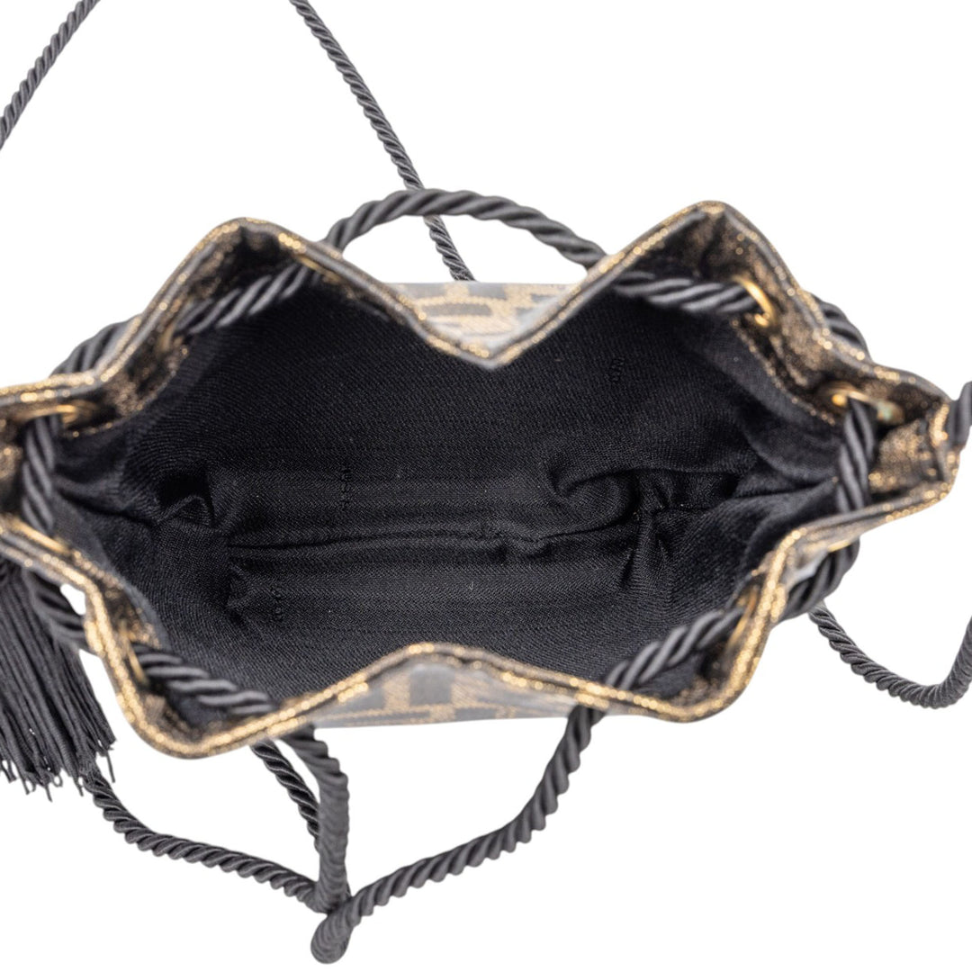 Fendi Sac bandoulière Zucca à cordon seau Marron – vue 4 – GABY PARIS