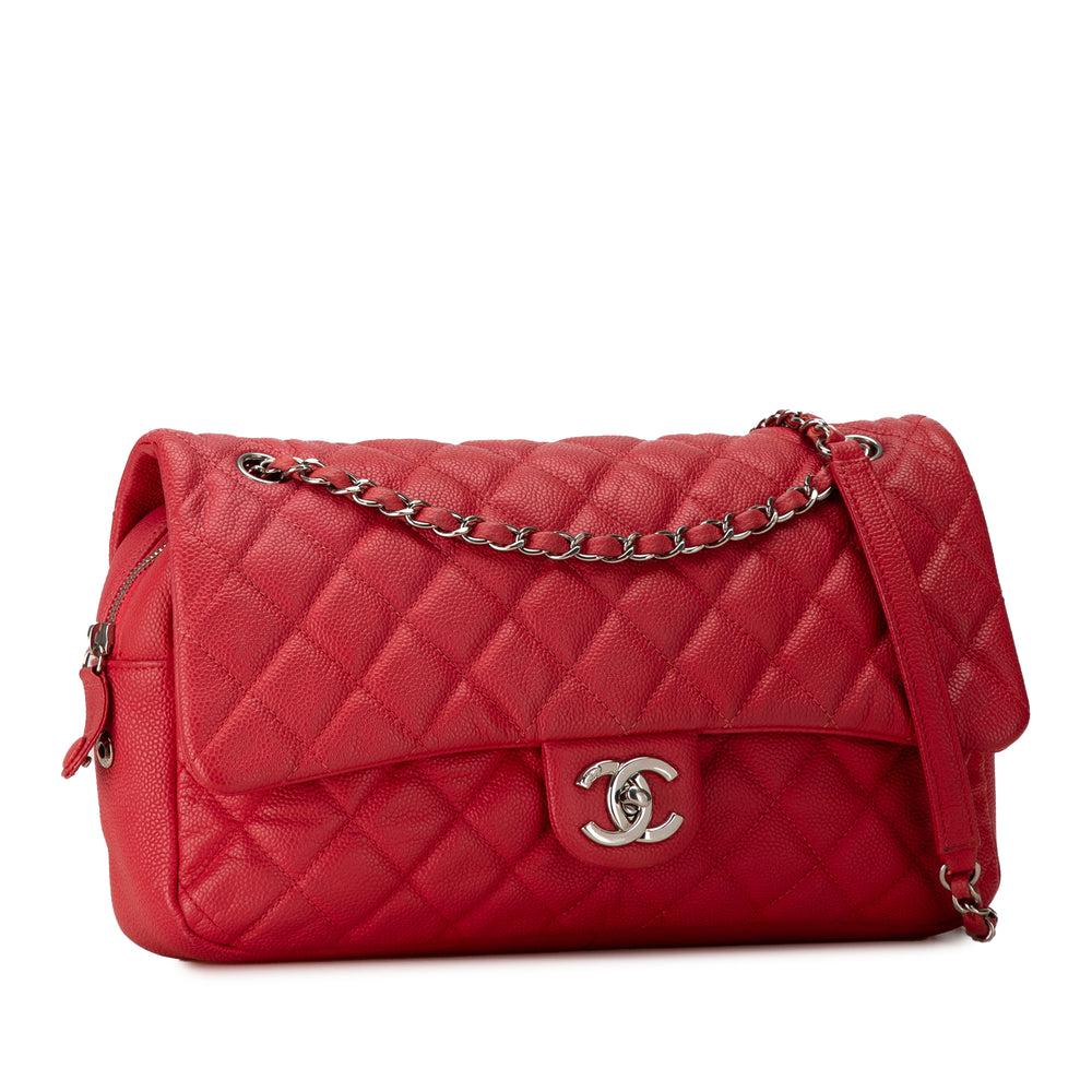 Jumbo Caviar Easy Flap Bag Red - Gaby Paris