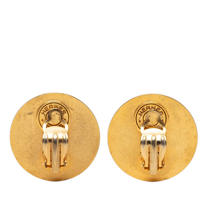 plaqué et Medor Rond À clip Boucles d'oreilles Doré