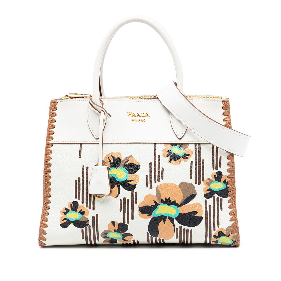 Prada City Veau à finitions Madras Print Paradigme Whipstitch Sac