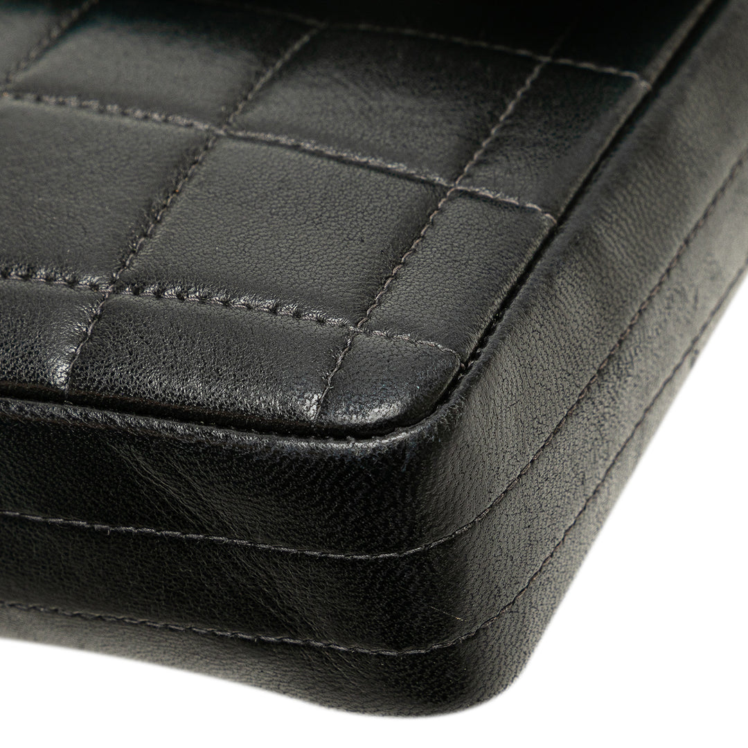 Chocolate Bar Lambskin East West Flap Black - Gaby Paris