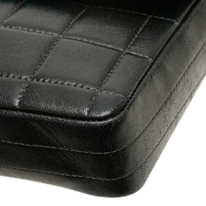Chocolate Bar Lambskin East West Flap Black - Gaby Paris