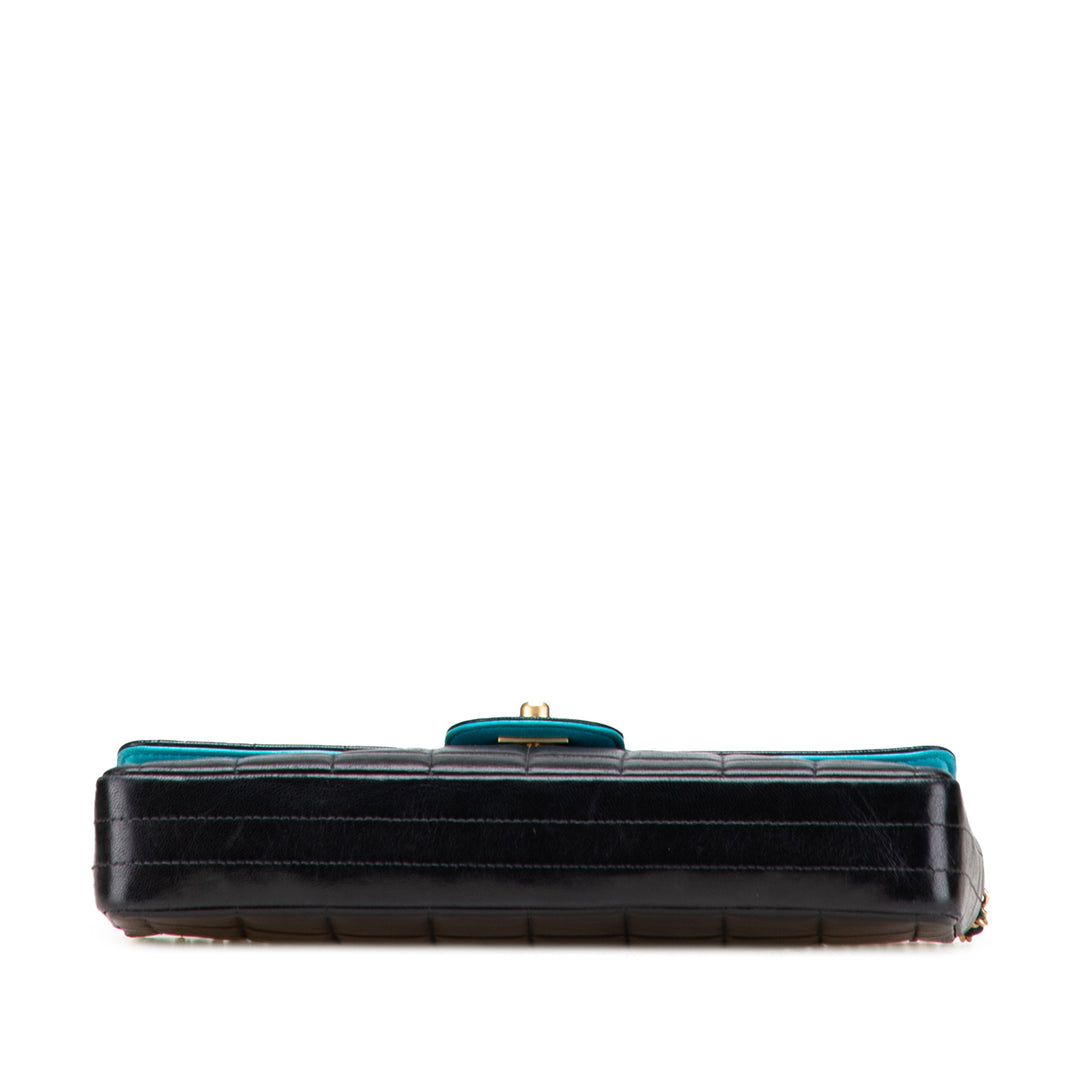 Chocolate Bar Lambskin East West Flap Black - Gaby Paris