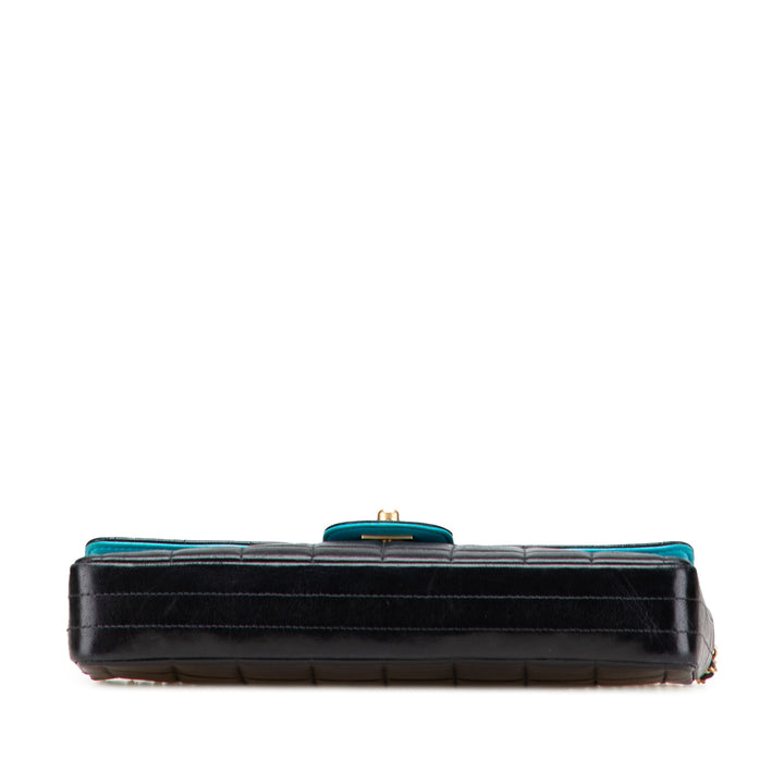 Chocolate Bar Lambskin East West Flap Black - Gaby Paris