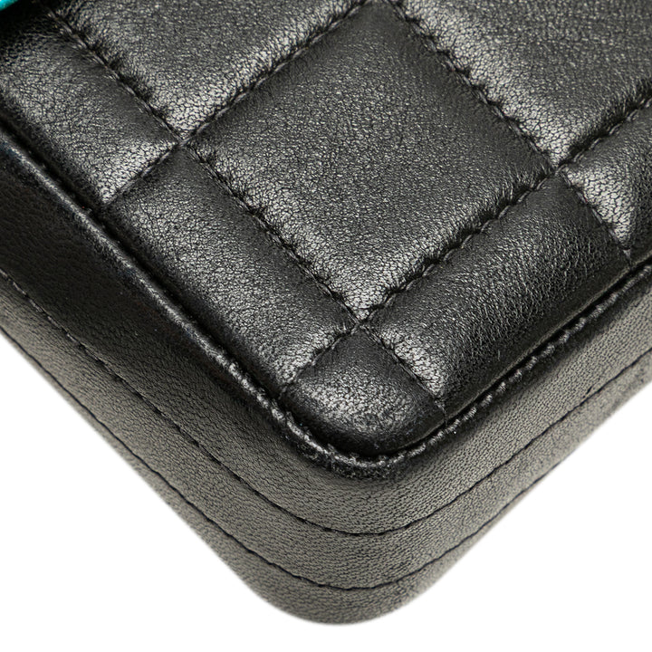 Chocolate Bar Lambskin East West Flap Black - Gaby Paris